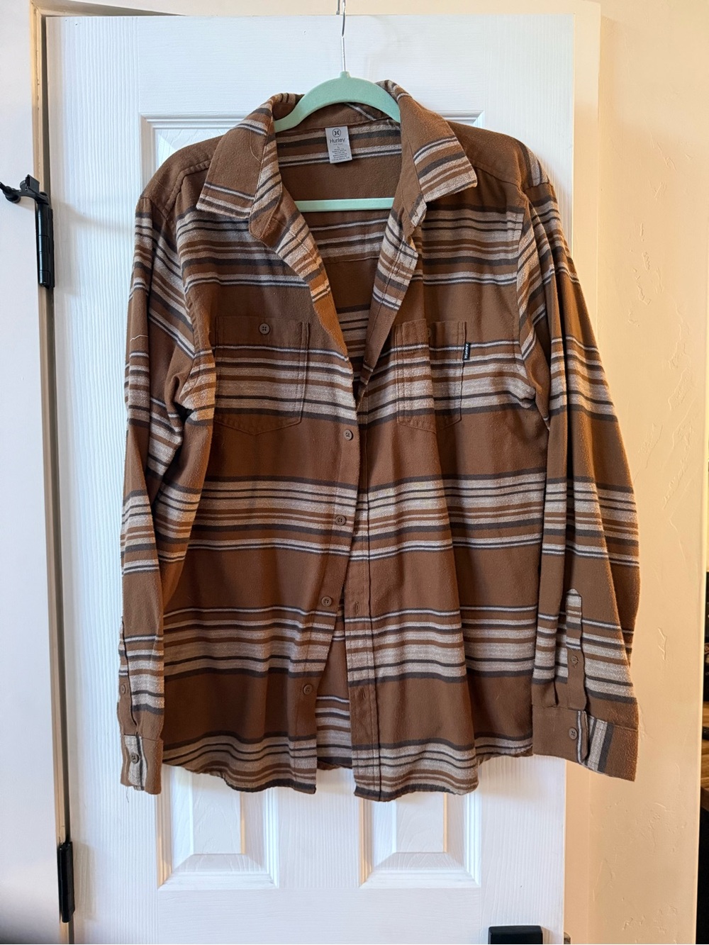 Men's Hurley Brown Striped Button-Up Jacket